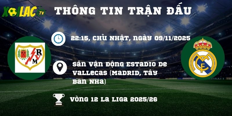 Thông tin trận đấu Rayo vs Real Madrid